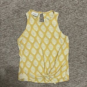 Lucy Love Yellow and White Patterned Tank Top